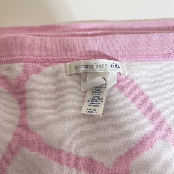 Pottery Barn Kids Pink White Giraffe Print Baby Blanket 100% Cotton Knit PBK - Picture 6 of 12